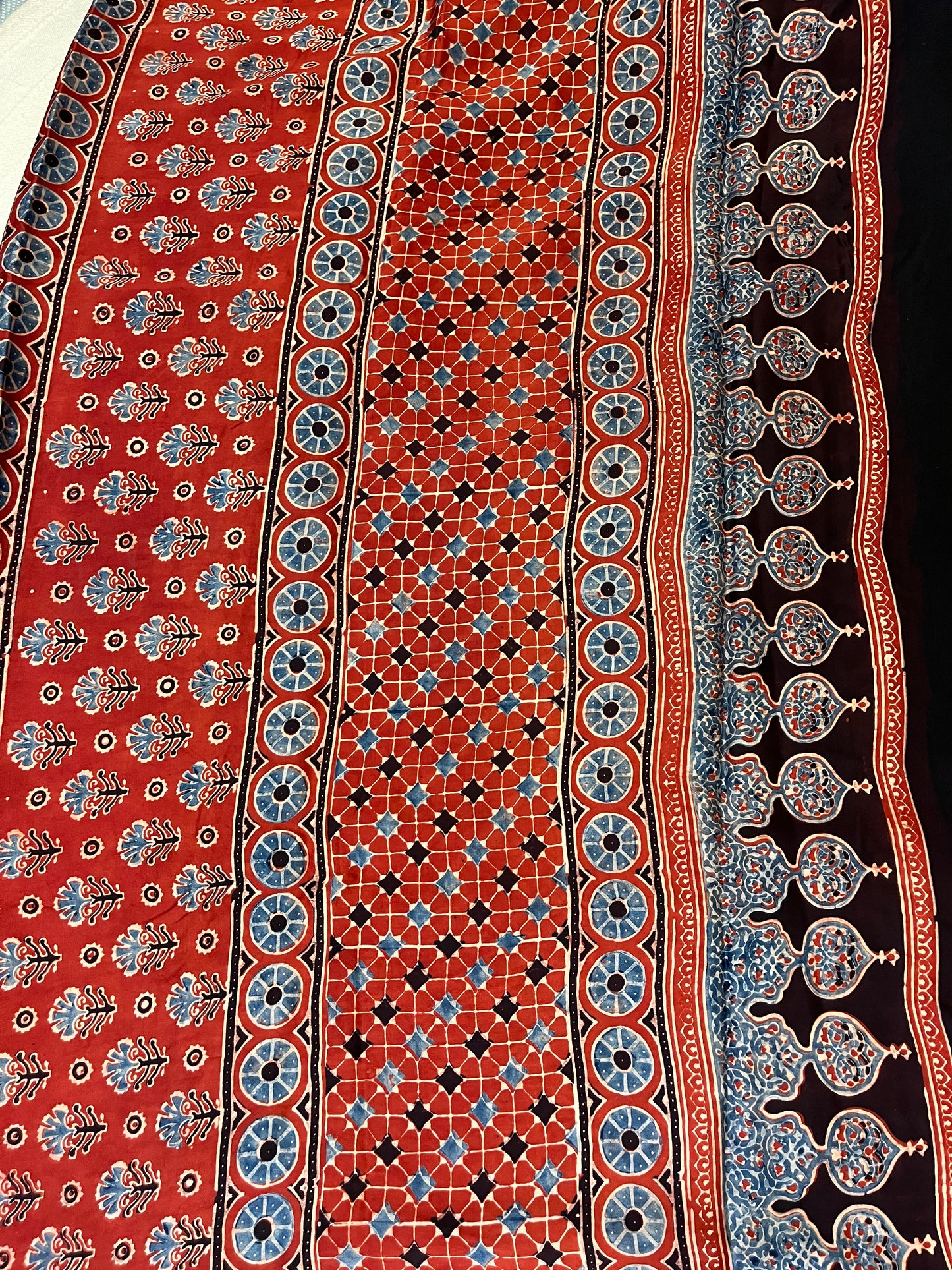 Classic Ajrakh Modal Silk Saree - Rust Red