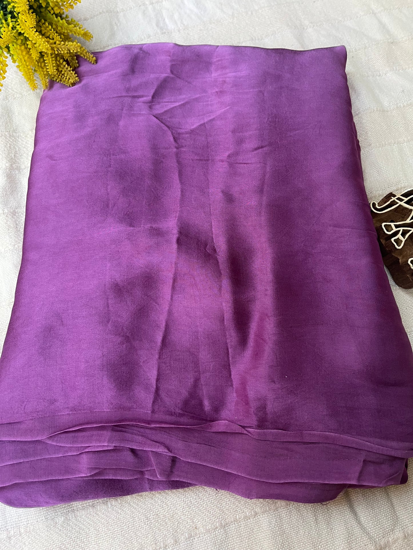 Mauve Plain Modal Silk Saree with Tissue Palla