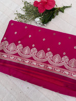 Banarasi Mashru Satin Silk Saree - Hot Pink