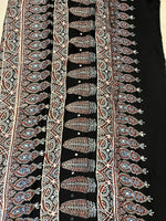 Ajrakh Modal Silk Saree with Mirror Work - Black Half & Half