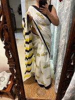 Taxi Print Quirky Mul Cotton Saree