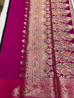 Banarasi Soft Silk Saree - Black-Pink