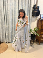 Hand-painted Chiffon Saree - Grey