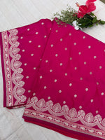 Banarasi Mashru Satin Silk Saree - Hot Pink