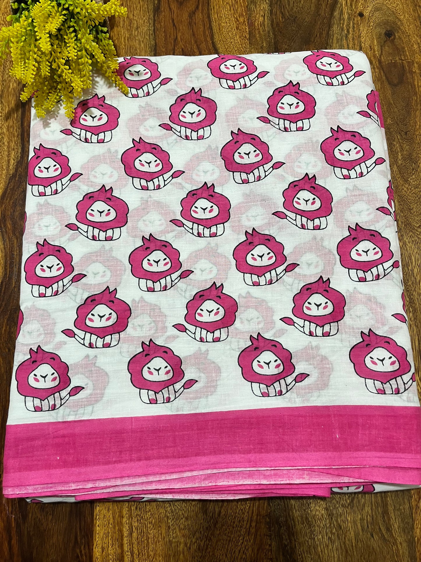 Pink Lion Quirky Mul Cotton Saree