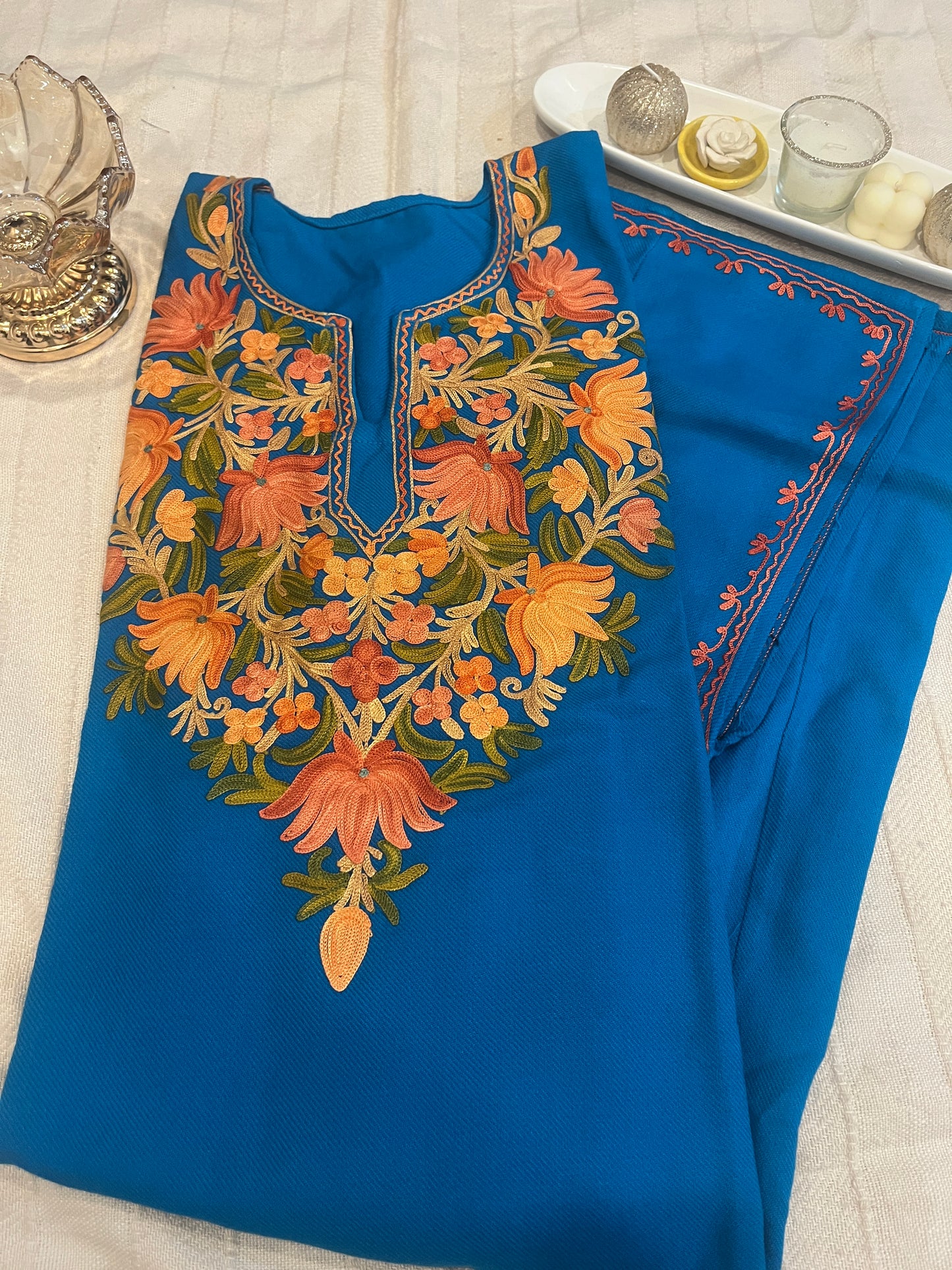 Kashmiri Aari Work Pheran - Sky Blue