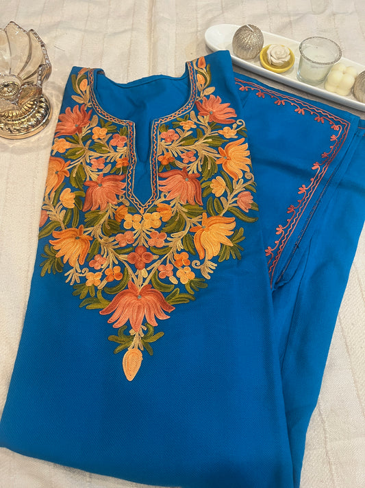 Kashmiri Aari Work Pheran - Sky Blue