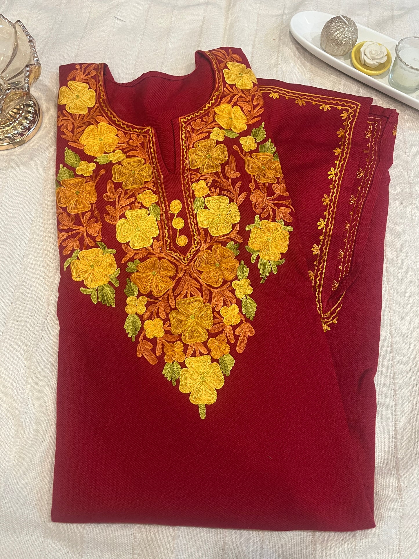 Kashmiri Aari Work Pheran - Red