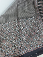 Ajrakh Modal Silk Saree - Black