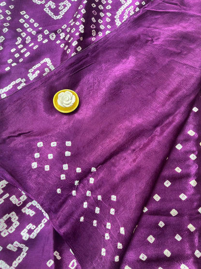 Bandhani Modal Silk saree with Tissue Palla - Purple