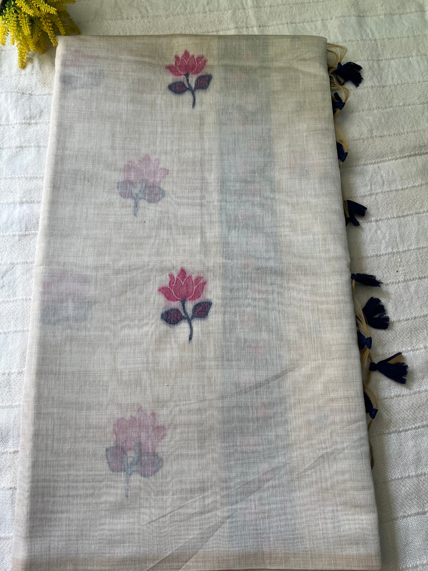 Chanderi Cotton Jamdani Saree - Pink Lotus Pond