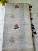 Chanderi Cotton Jamdani Saree - Pink Lotus Pond