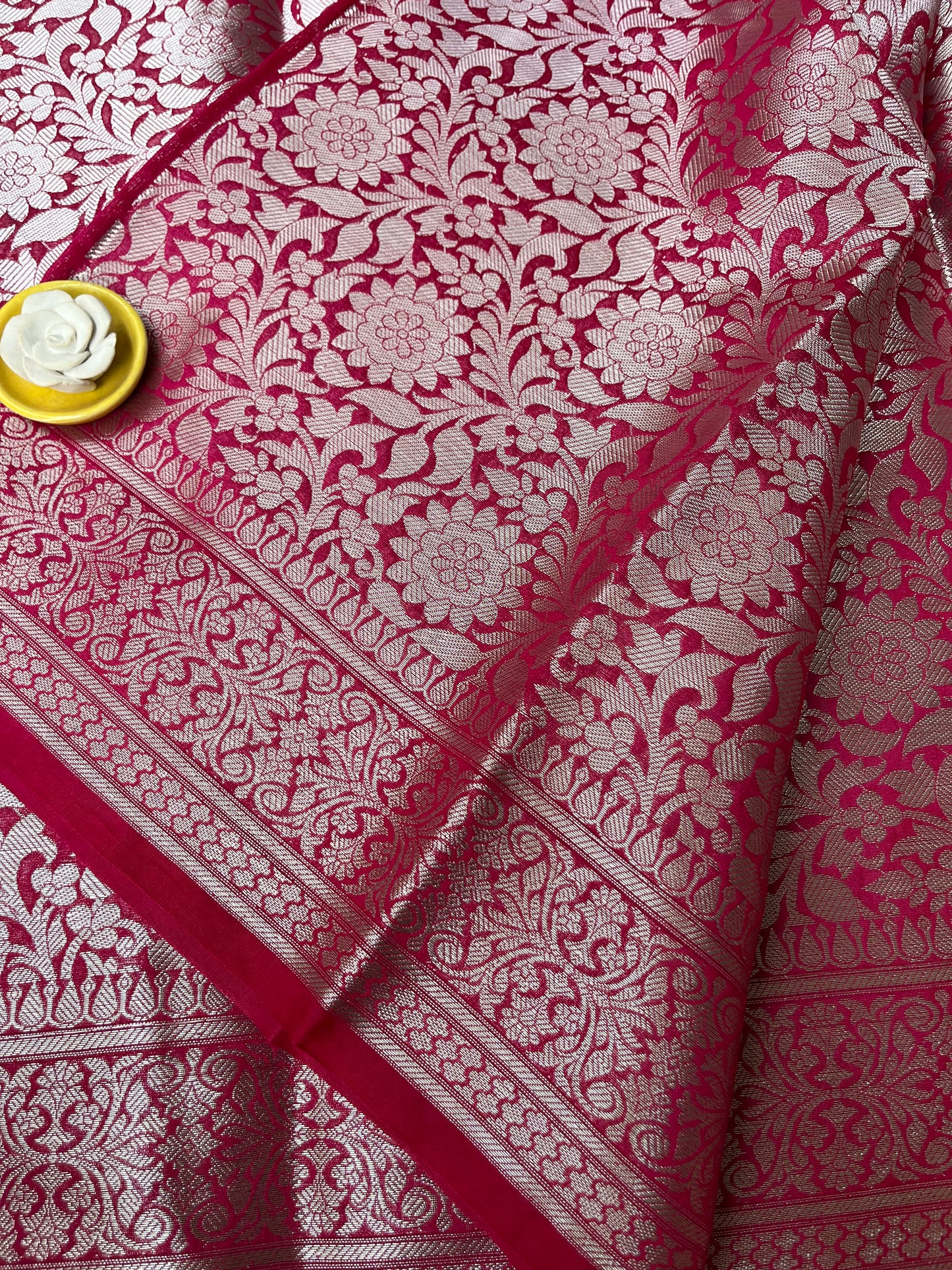 Banarsi Semi Georgette Meena Jaal Saree - Rani Pink