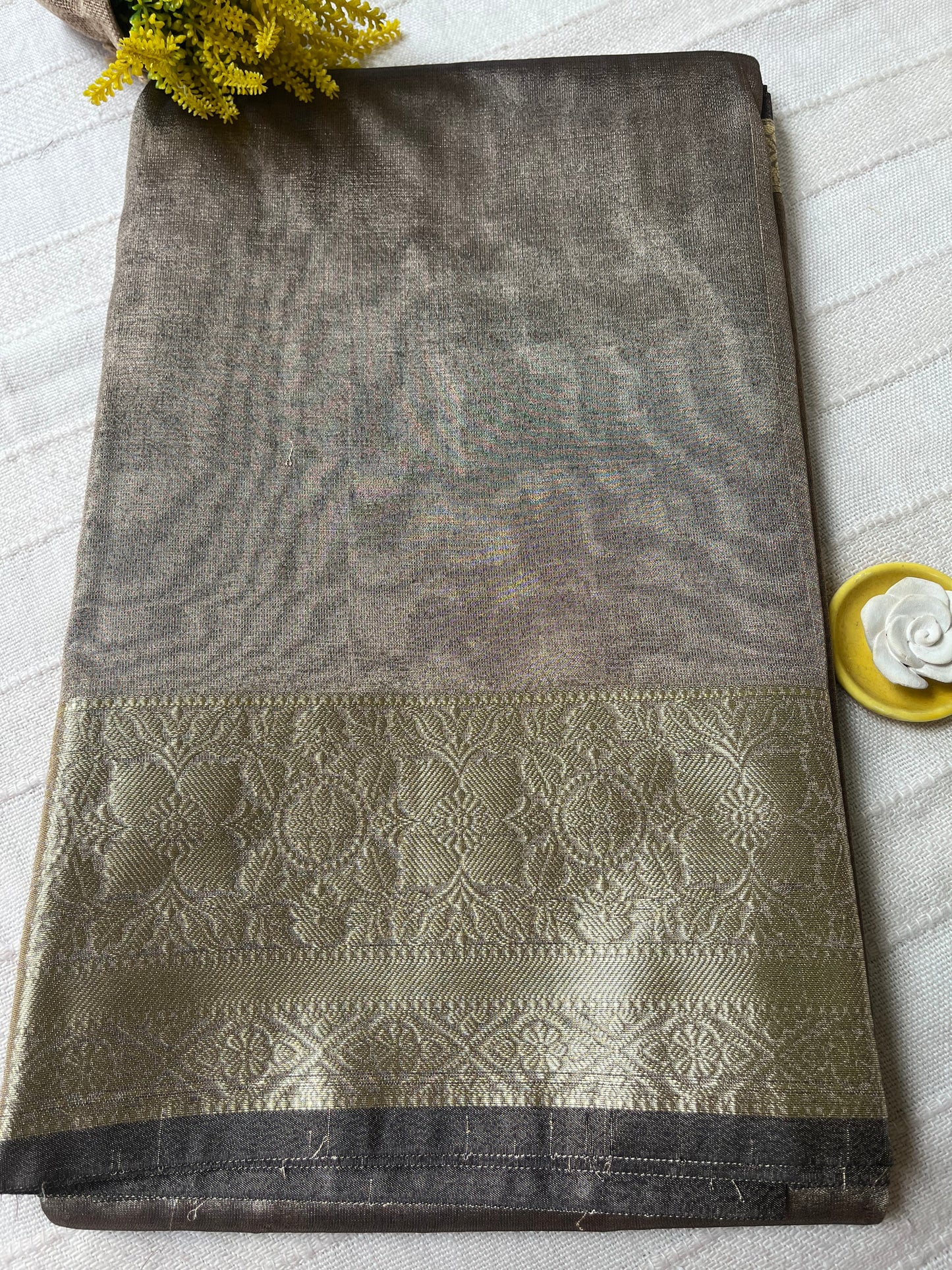 Banarsi Tissue Saree - Metallic Grey