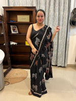 Pichwai Print Modal Silk Saree - Black