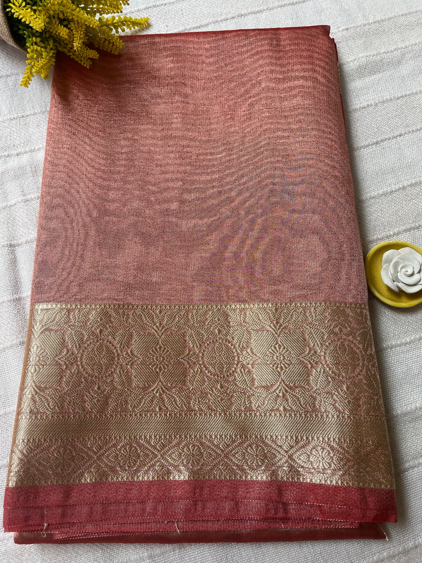 Banarsi Tissue Saree - Metallic Red