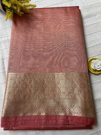 Banarsi Tissue Saree - Metallic Red