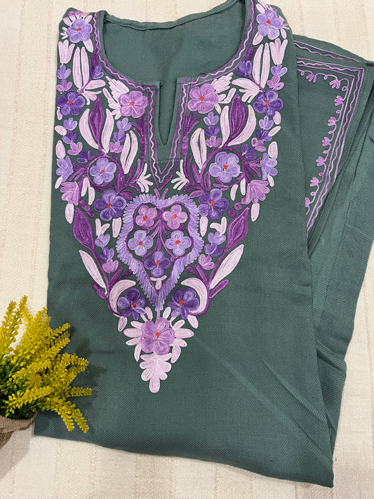 Kashmiri Aari Work Pheran- Ash Grey