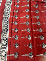 Contemporary Ajrakh Mul Cotton Saree - Black & Red