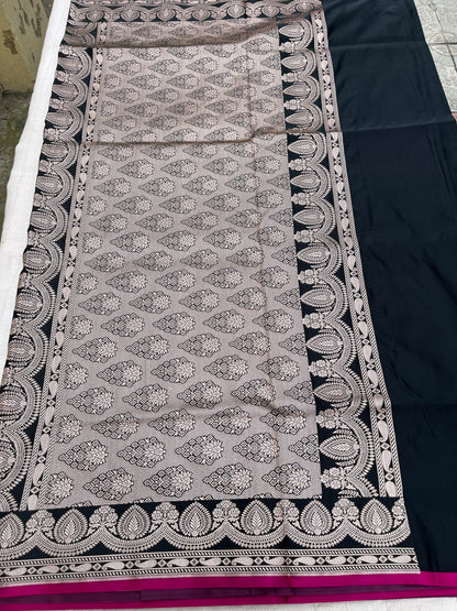 Banarasi Mashru Satin Silk Saree - Black