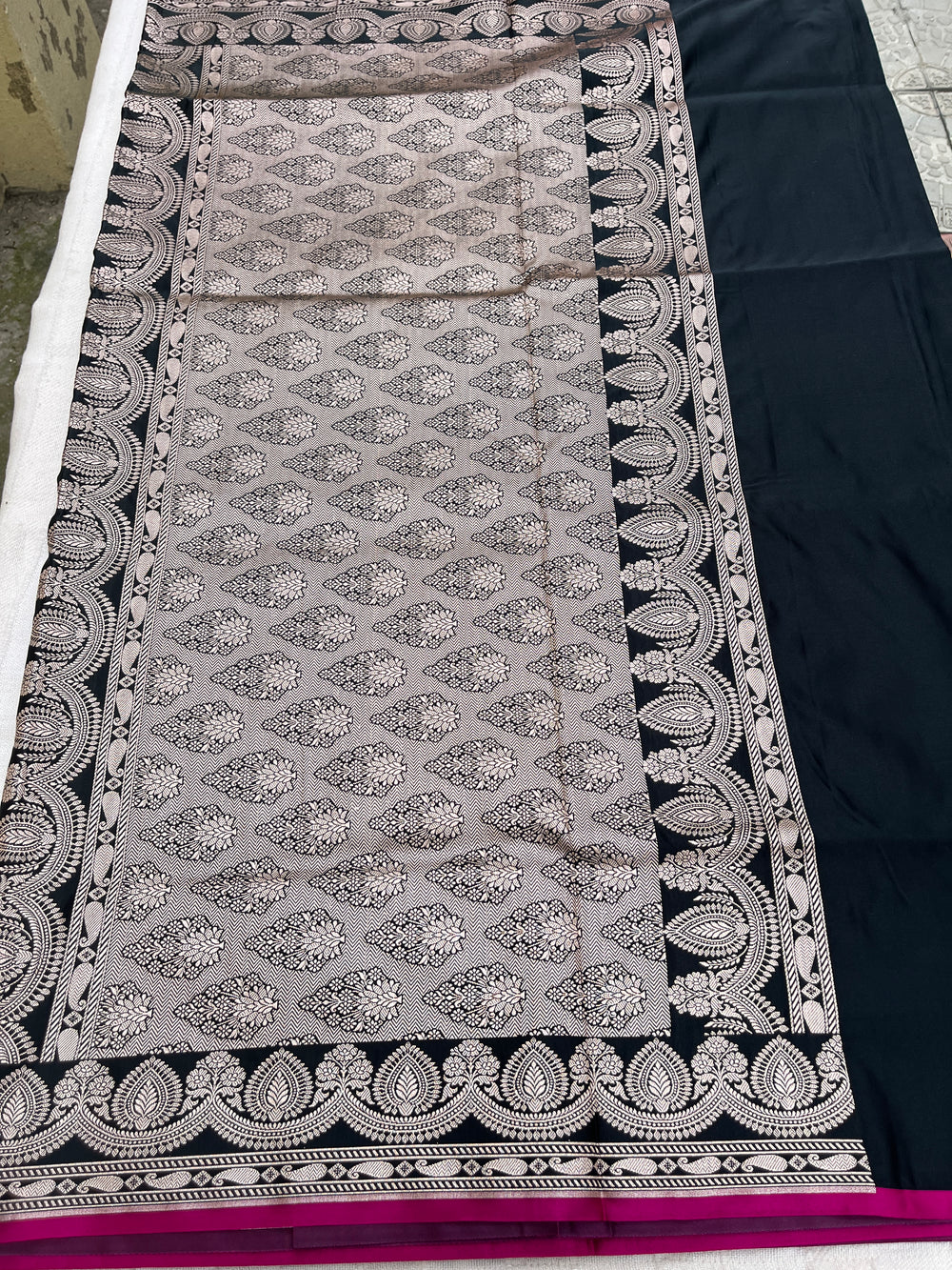 Banarasi Mashru Satin Silk Saree - Black