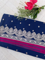 Banarasi Mashru Satin Silk Saree - Midnight Blue