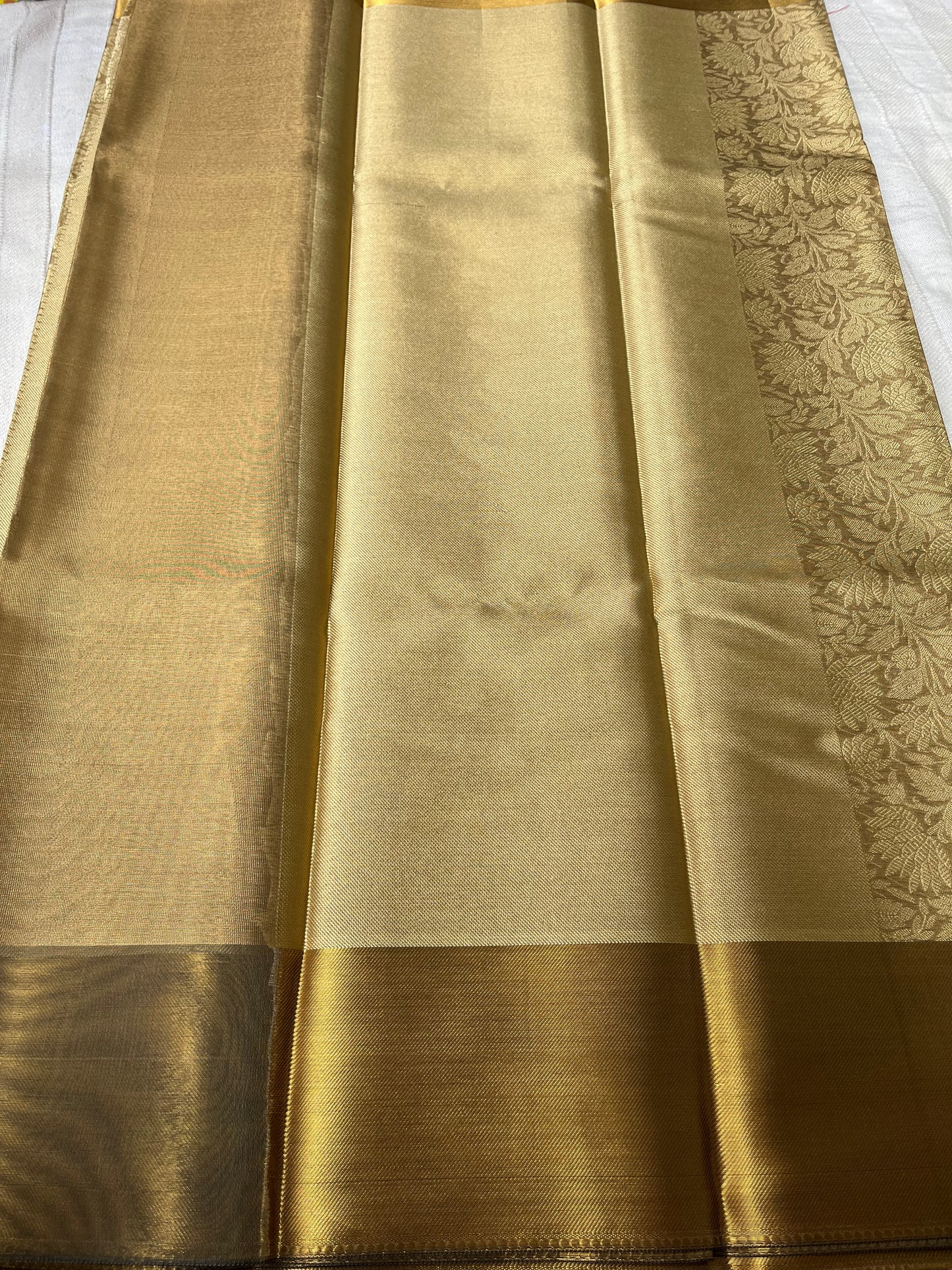 Banarsi Tissue Silk Saree - Gold with Full Body Weaving