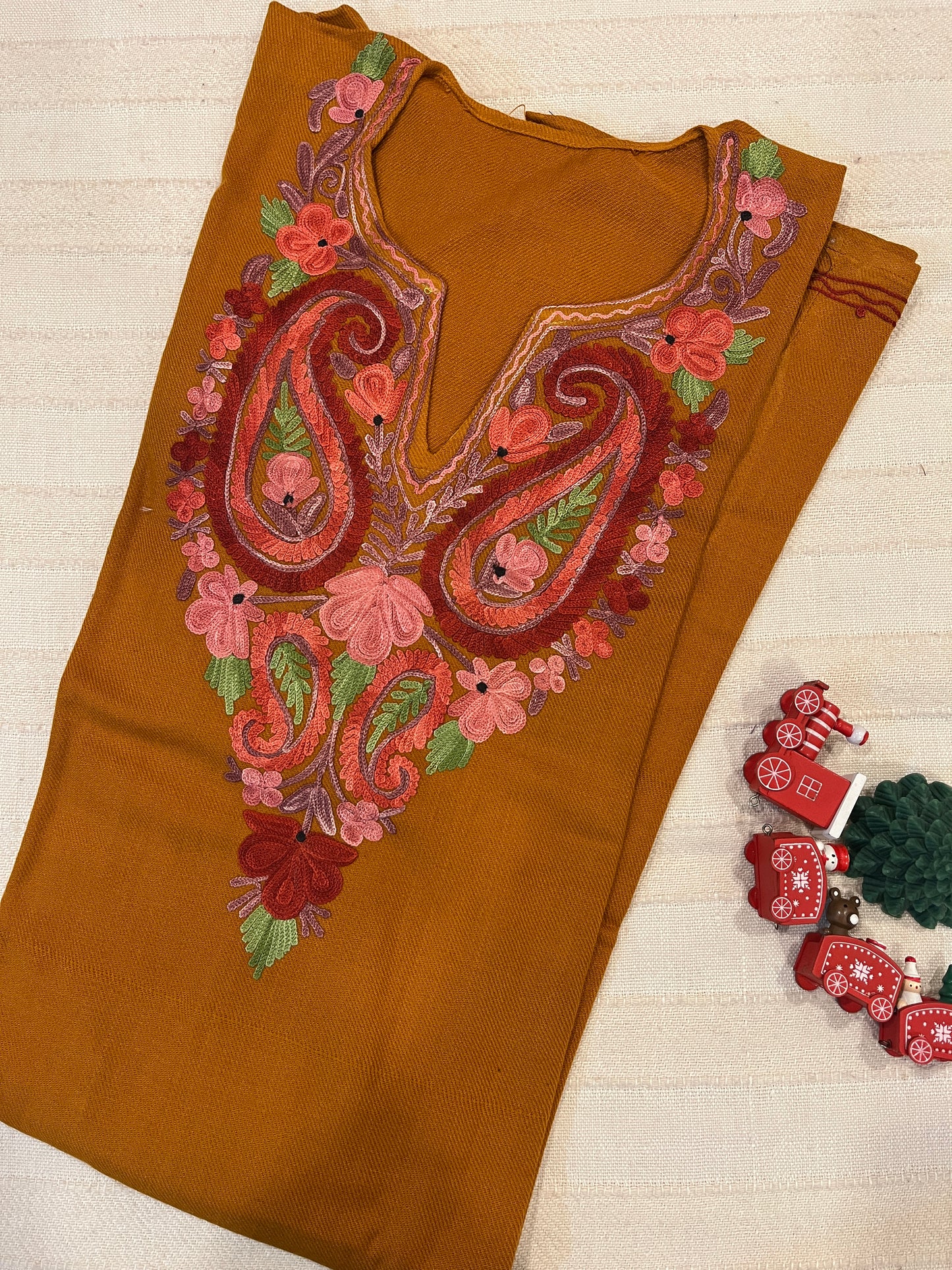 Kashmiri Aari Work Pheran - Mustard