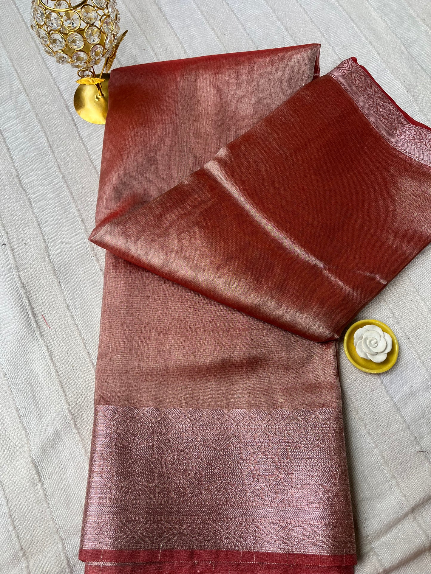 Banarsi Tissue Saree - Metallic Red