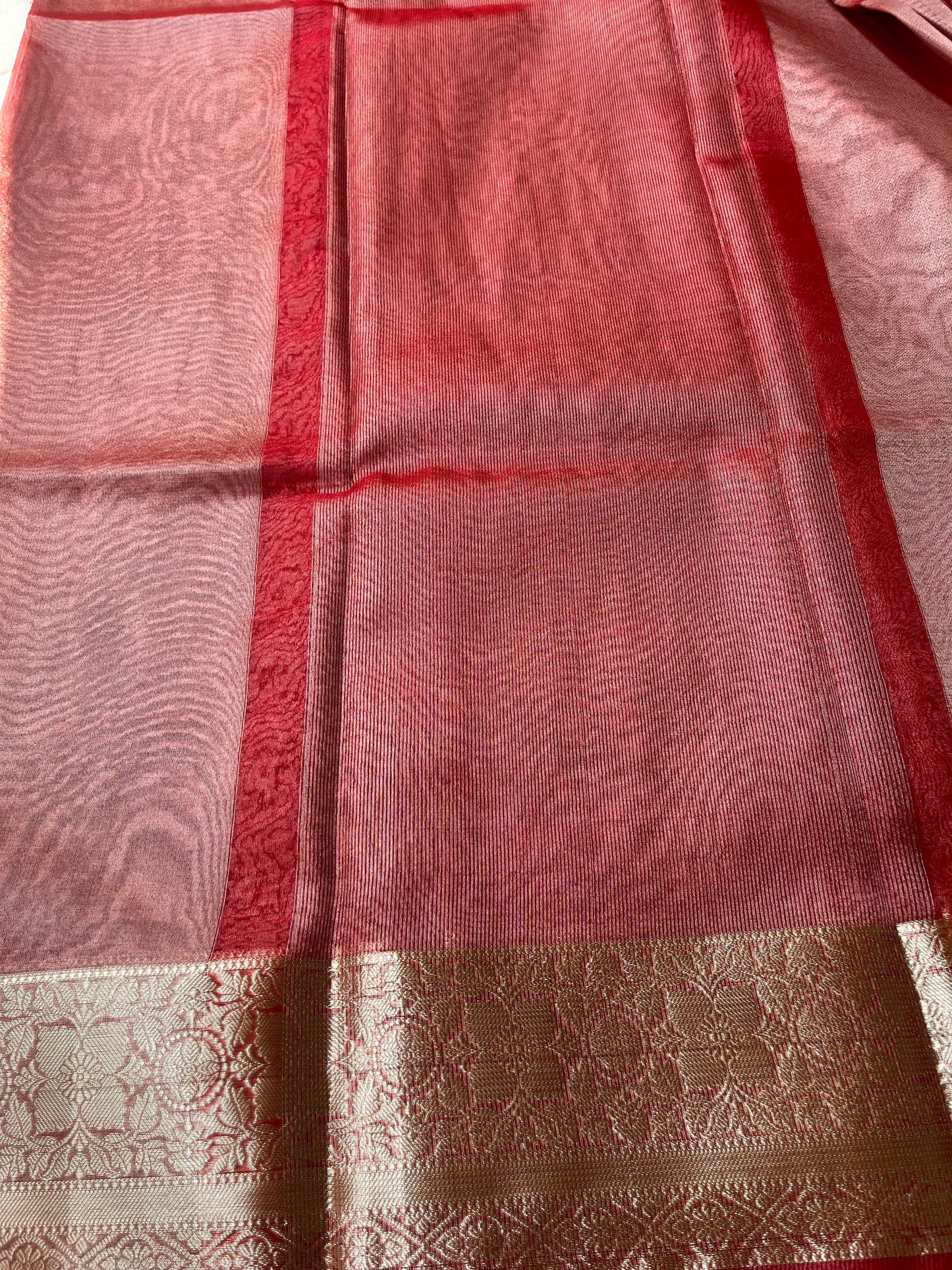 Banarsi Tissue Saree - Metallic Red