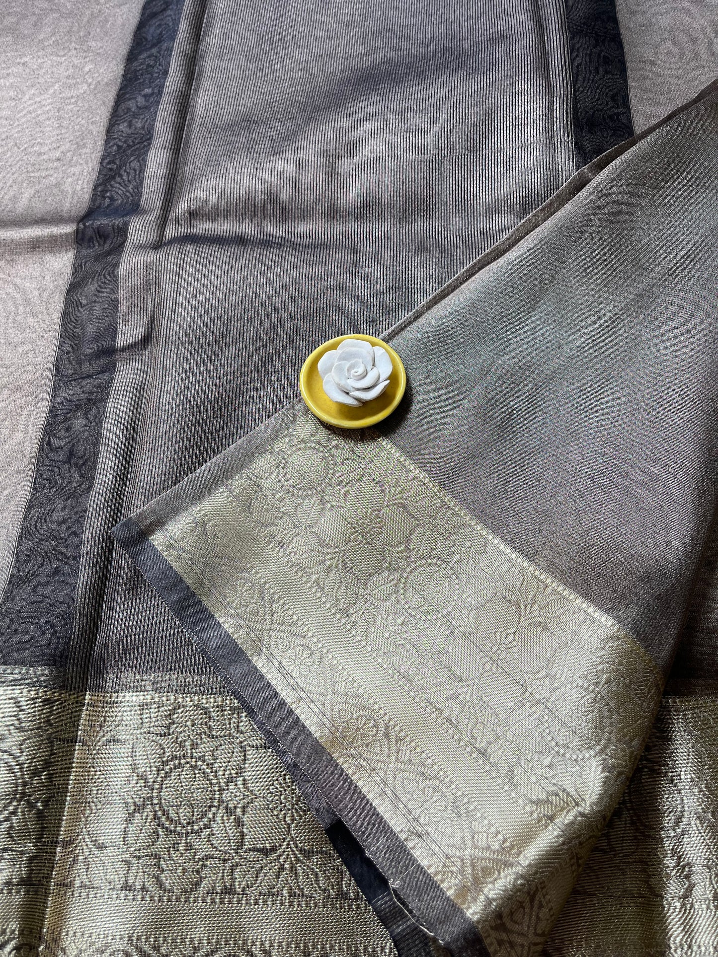 Banarsi Tissue Saree - Metallic Grey