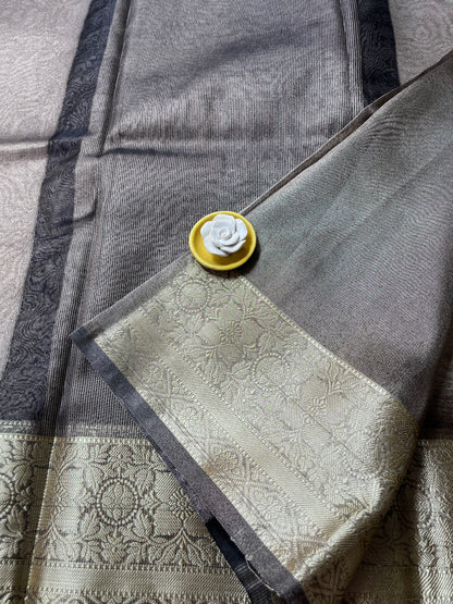 Banarsi Tissue Saree - Metallic Grey