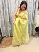 Pitta Work Crepe Tissue Saree - Mehendi Green