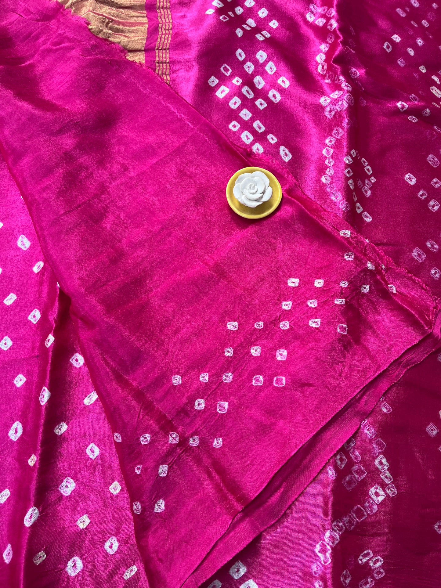 Bandhani Modal Silk saree with Tissue Palla - Rani Pink