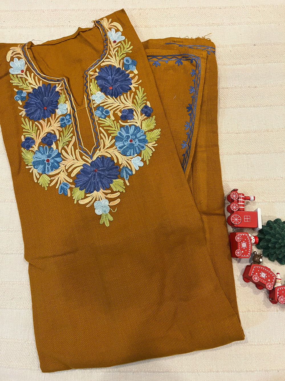 Kashmiri Aari Work Pheran - Mustard