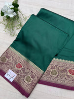 Banarasi Soft Silk Saree - Bottle Green-Pink