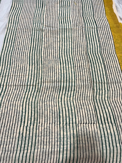 ‘Bindi Tales’ Handblock Mul Cotton Saree - Yellow on Off-white