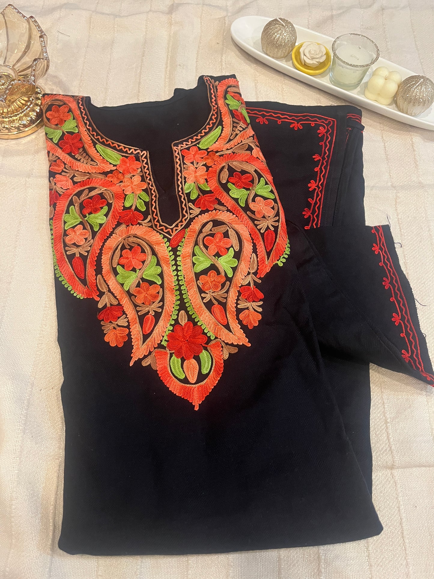 Kashmiri Aari Work Pheran - Black