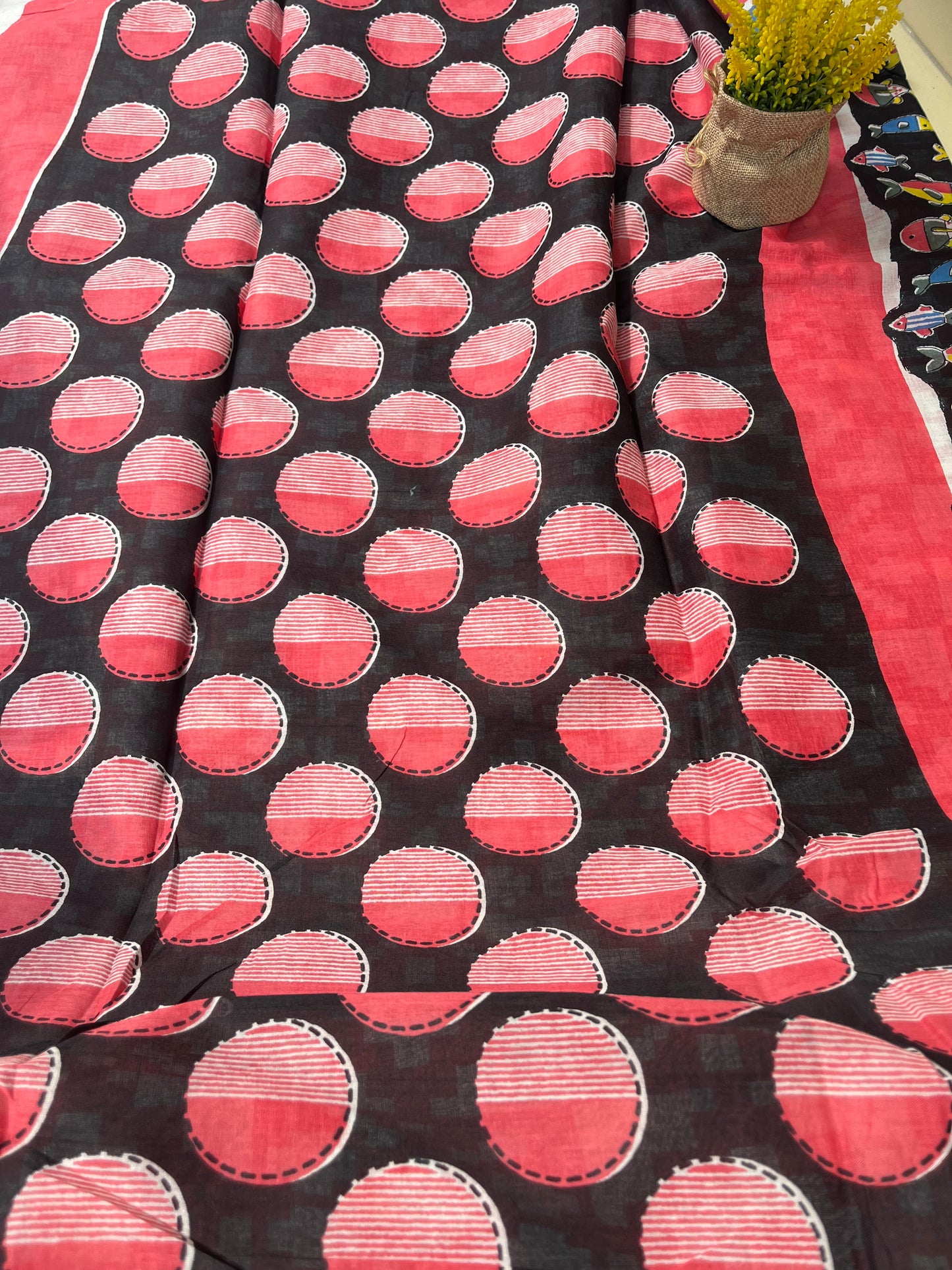 Black Fish Quirky Mul Cotton Saree