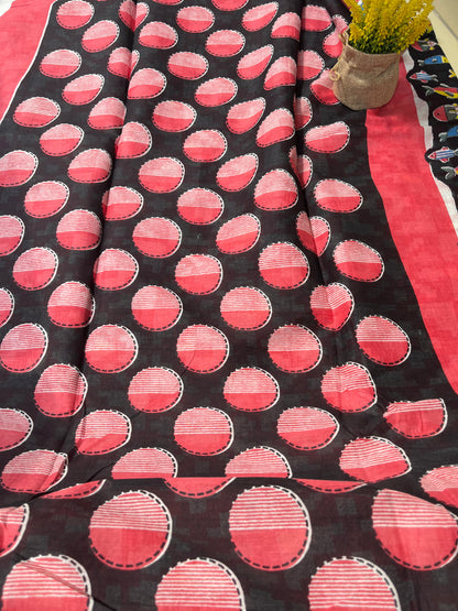 Black Fish Quirky Mul Cotton Saree