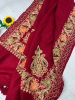 Kashmiri Aariwork Cashmilon Stole - Red