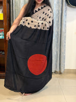 Contemporary Ajrakh Modal Silk Saree - Pearl White with Red Dot Palla