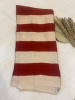 Contemporary Ajrakh Modal Silk Saree - Red Stripes