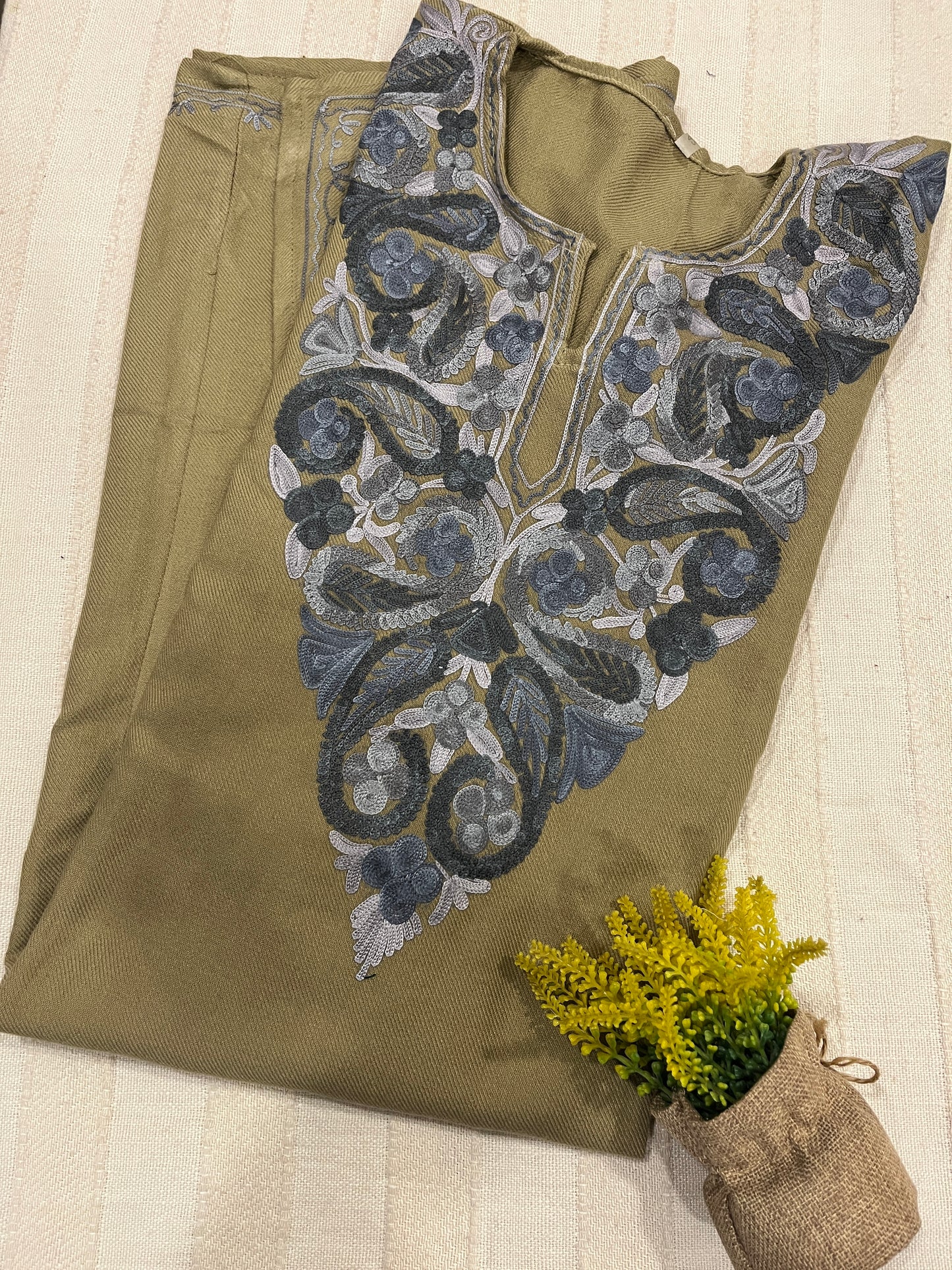 Kashmiri Aari Work Pheran - Beige