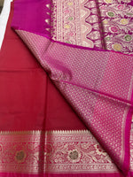 Banarasi Soft Silk Saree - Red-Pink