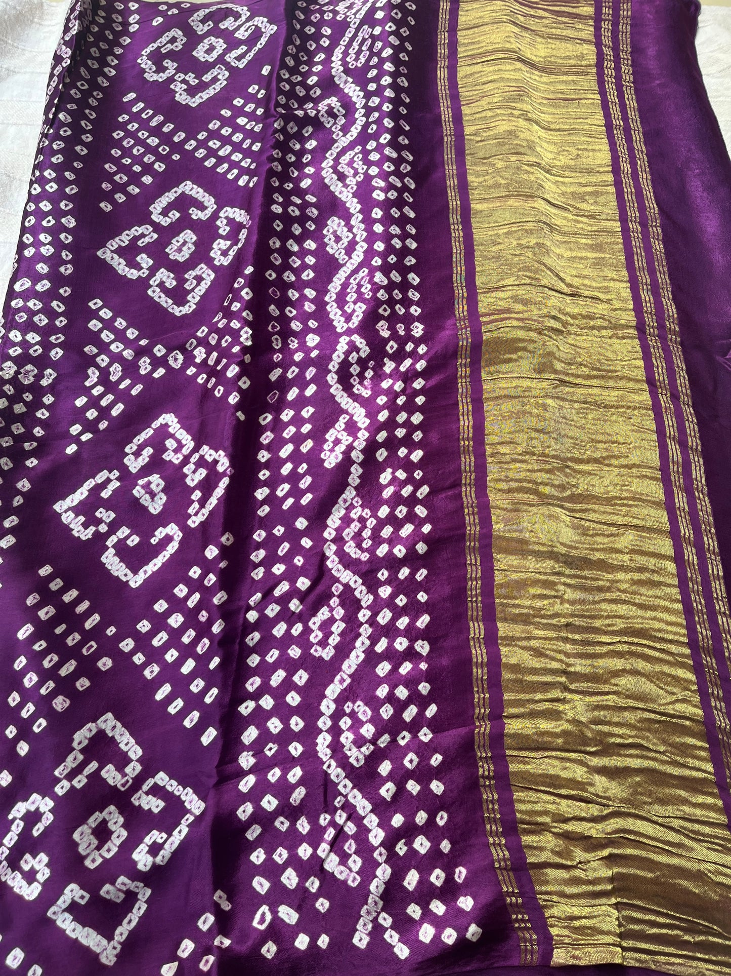 Bandhani Modal Silk saree with Tissue Palla - Purple