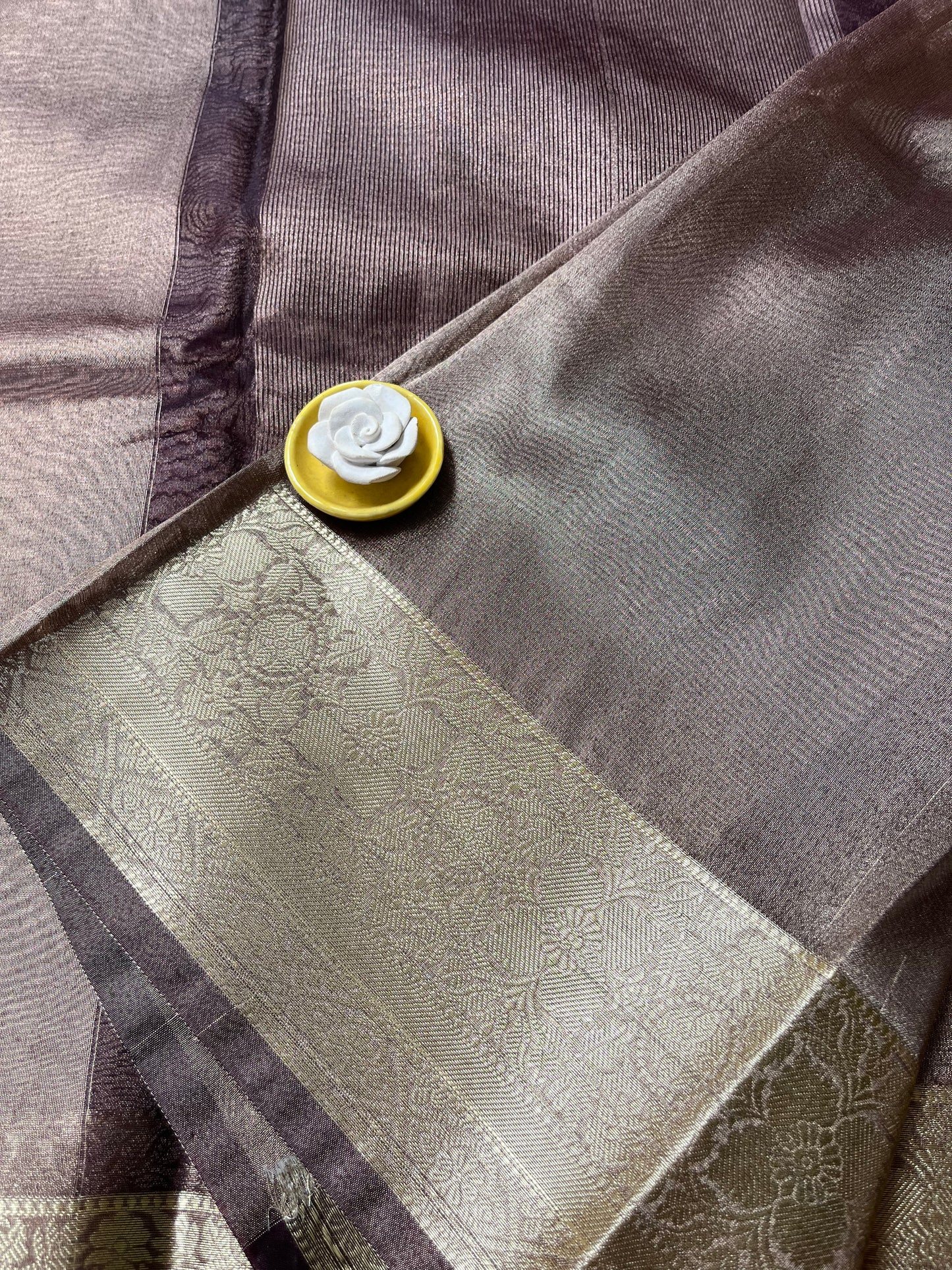 Banarsi Tissue Saree - Metallic Brown