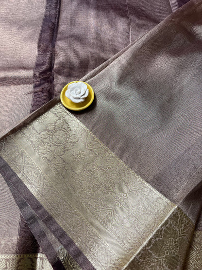 Banarsi Tissue Saree - Metallic Brown