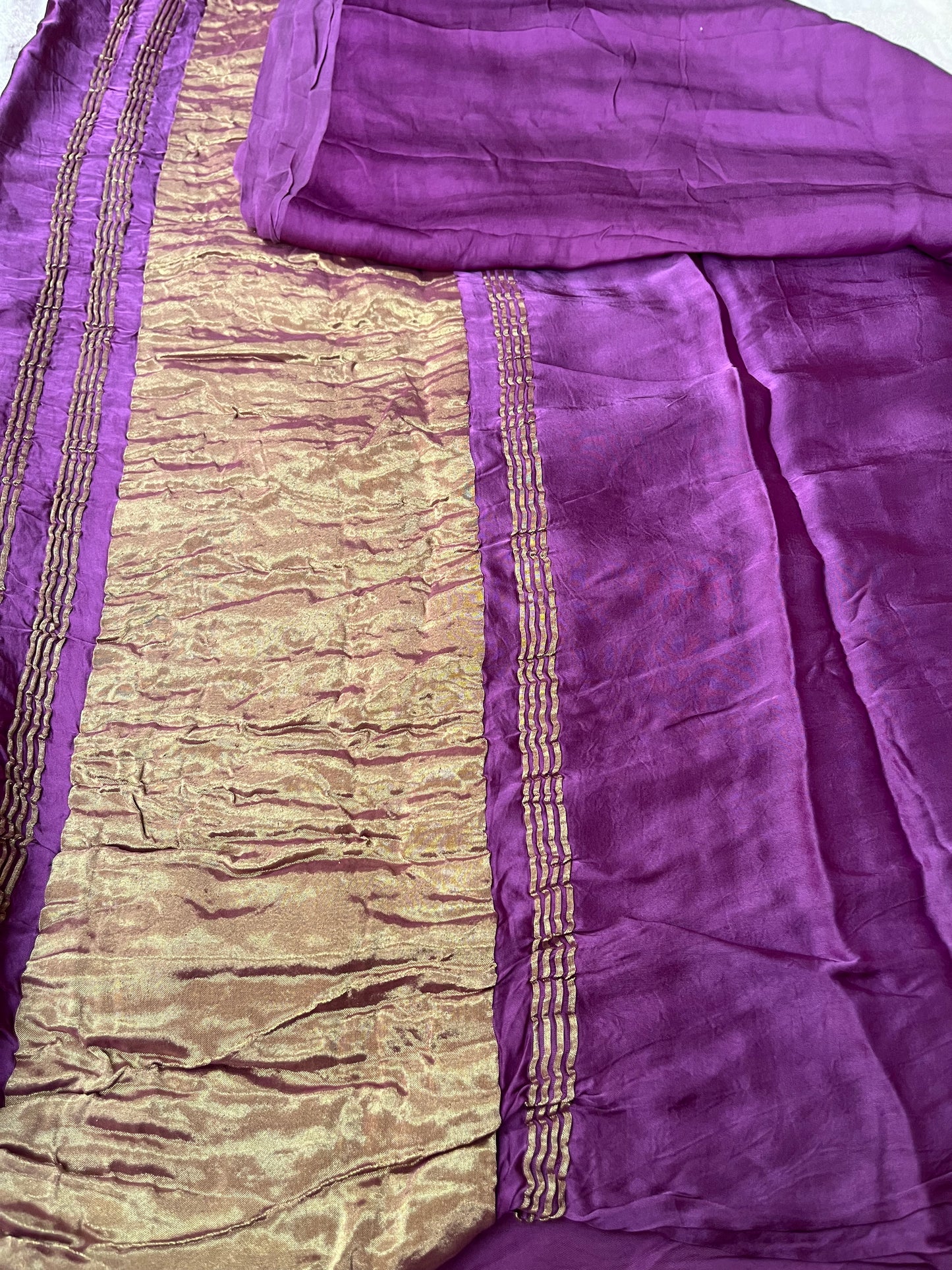 Mauve Plain Modal Silk Saree with Tissue Palla