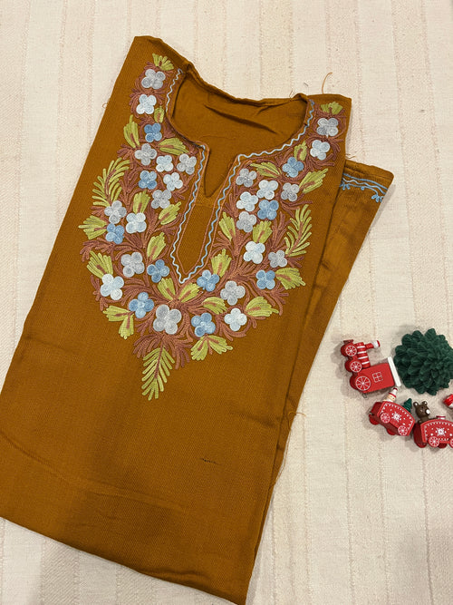 Kashmiri Aari Work Pheran - Mustard